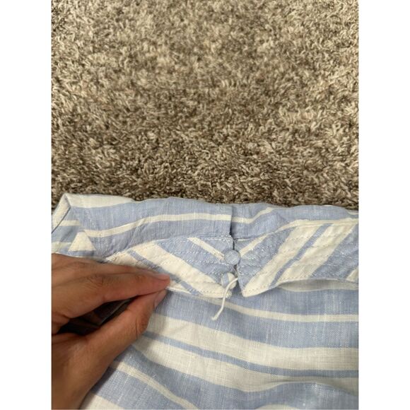 Sigrid Olsen 100% Linen A-line Halter striped Midi Dress Women’s S Blue/White - Picture 9 of 13